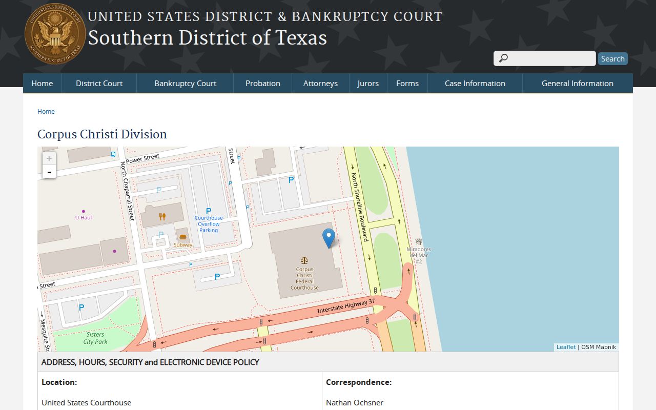 McMullen County arrest warrant comparison with the Corpus Christi federal courthouse page