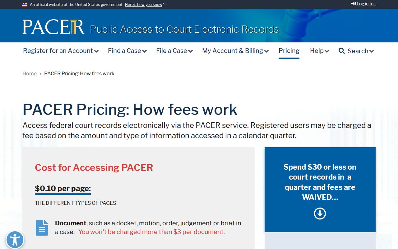 McMullen County most wanted reference to PACER federal case access and fees